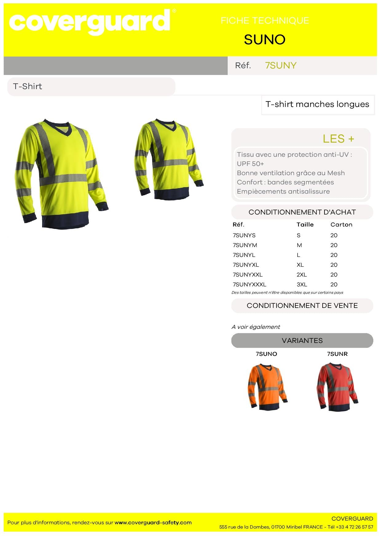 TEE SHIRT MANCHE LONGUE HV 100% POLYESTER 140G