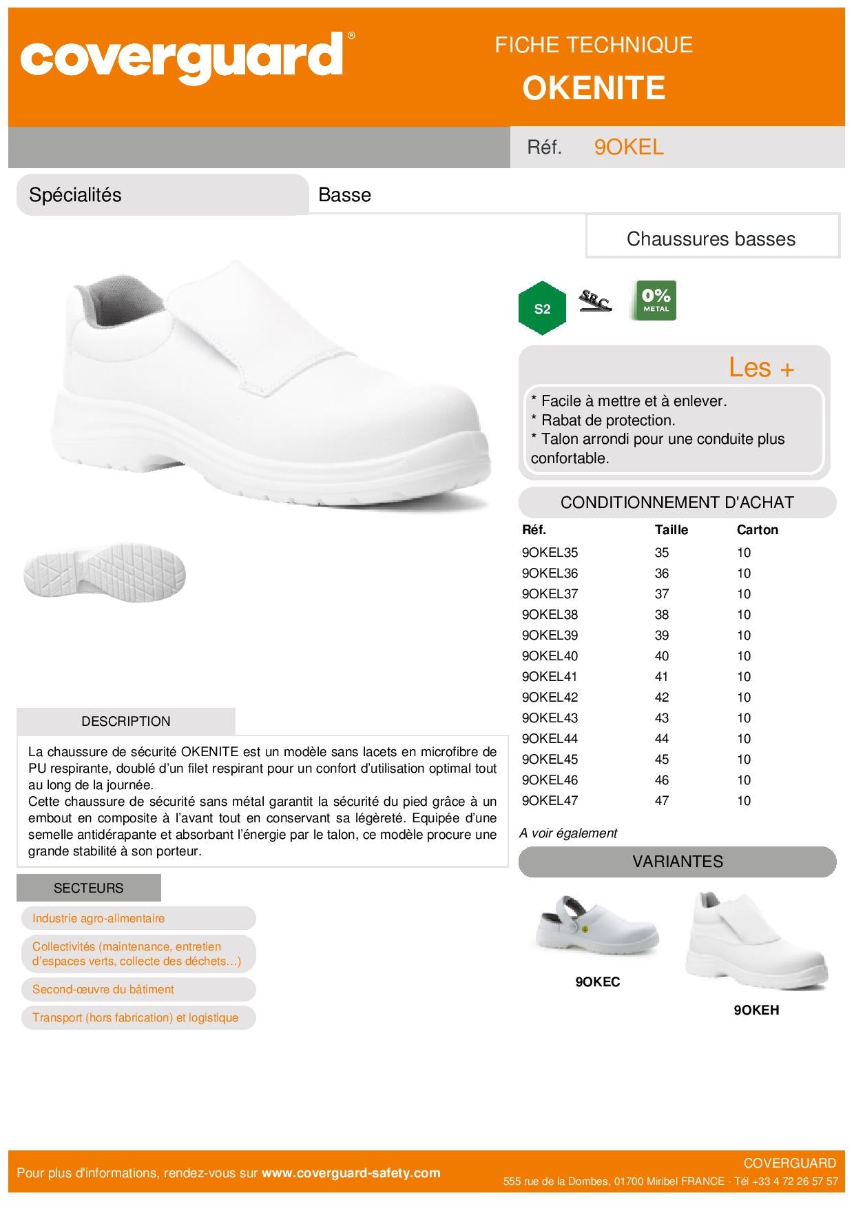 9OKEL MOCASSIN SECURITE BLANC OKENITE