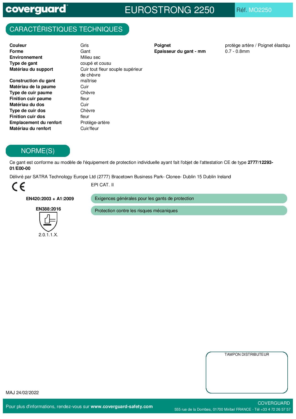 2250 Gants fleur chèvre poignet tricot, protège art. Manutention générale et lourde