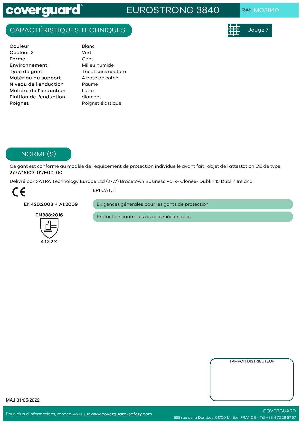3840 GANTS LATEX VULCANISE VERT Manutention générale et lourde