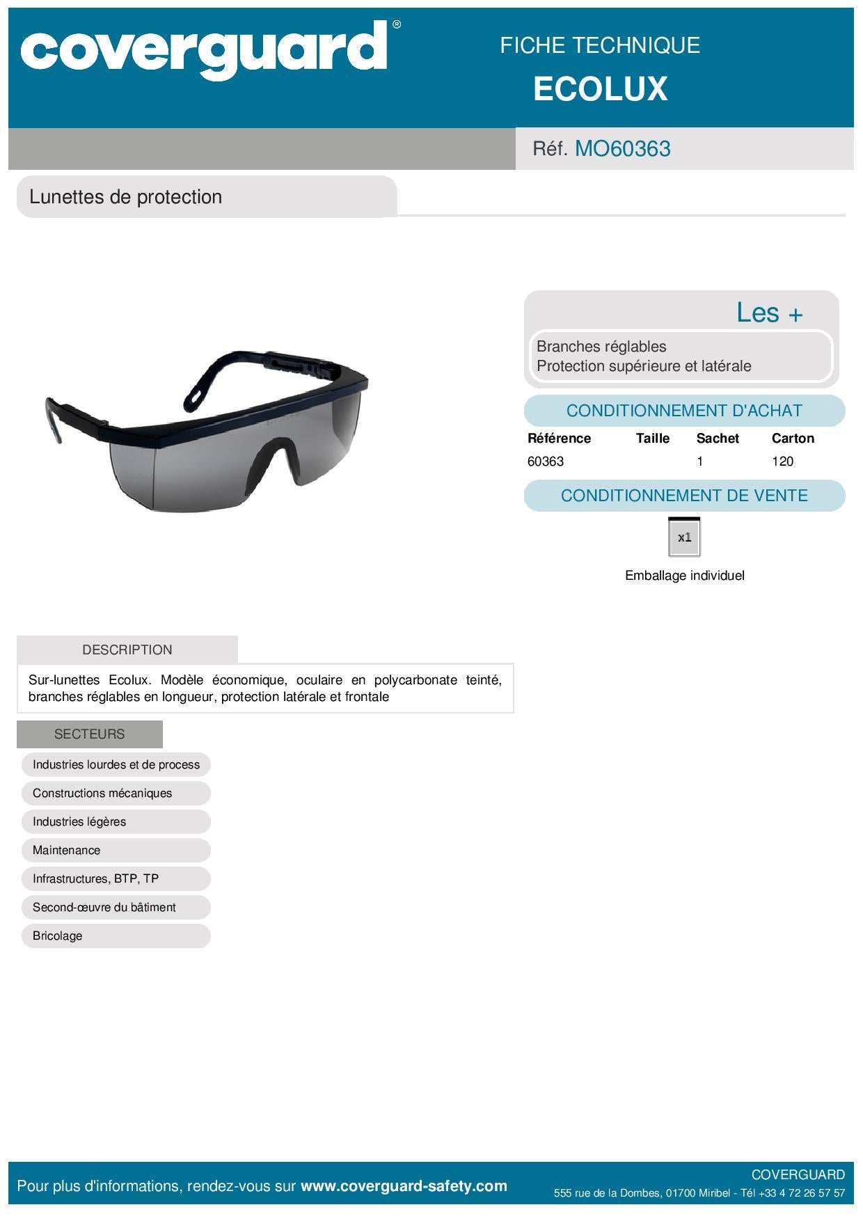 LUNETTE ECOLUX NOIR TEINTEES