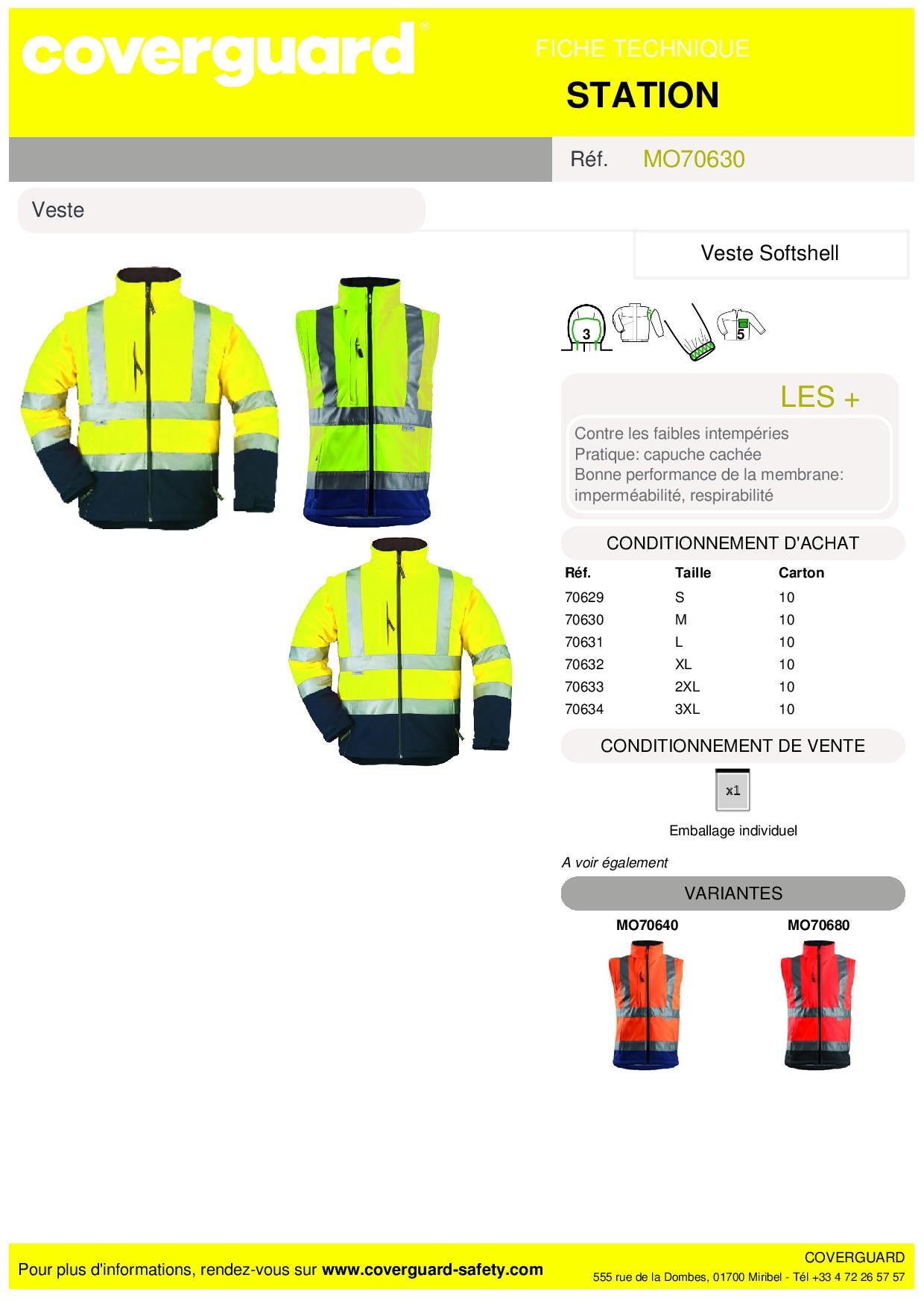 706 Veste Softshell hi-viz STATION jaune/marine, manche amovible