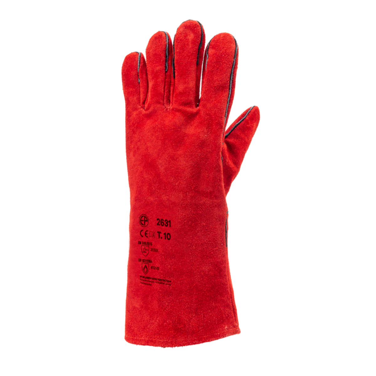2631 Gants anti-chaleur crte vachette rouge doublé molleton Spécialités Soudure