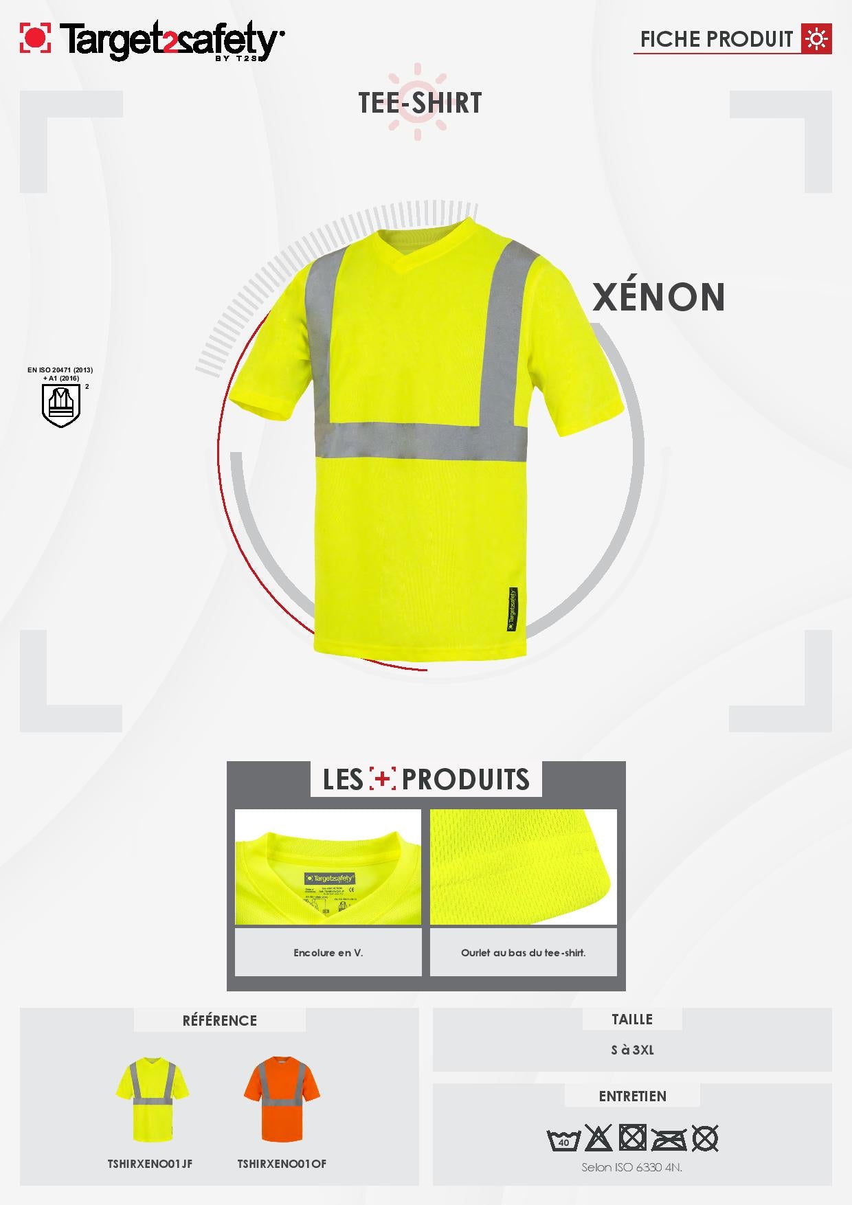XENON TEE-SHIRT HV JAUNE MANCHES COURTES