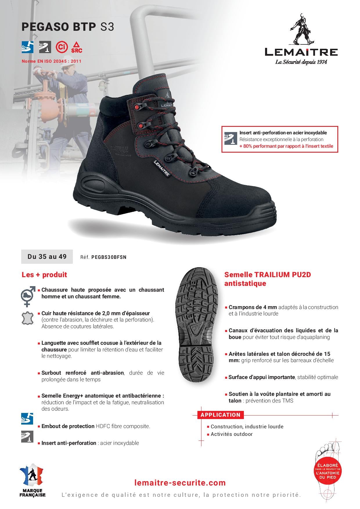 PEGASO BTP S3 CI SRC CHAUSSURE SECURITE HAUTE