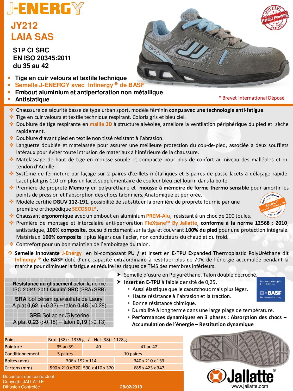 LAIA SAS ESD S1P CI SRC CHAUSSURE SECURITE BASSE FEMME