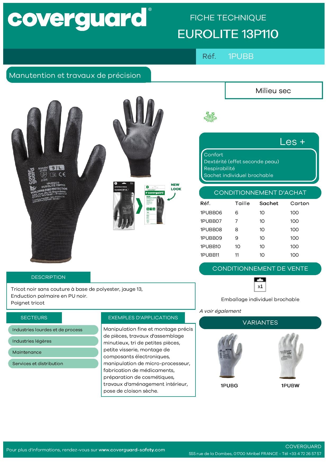 1PUBB Gants EUROLITE 3100PB Manutention et travaux de précision