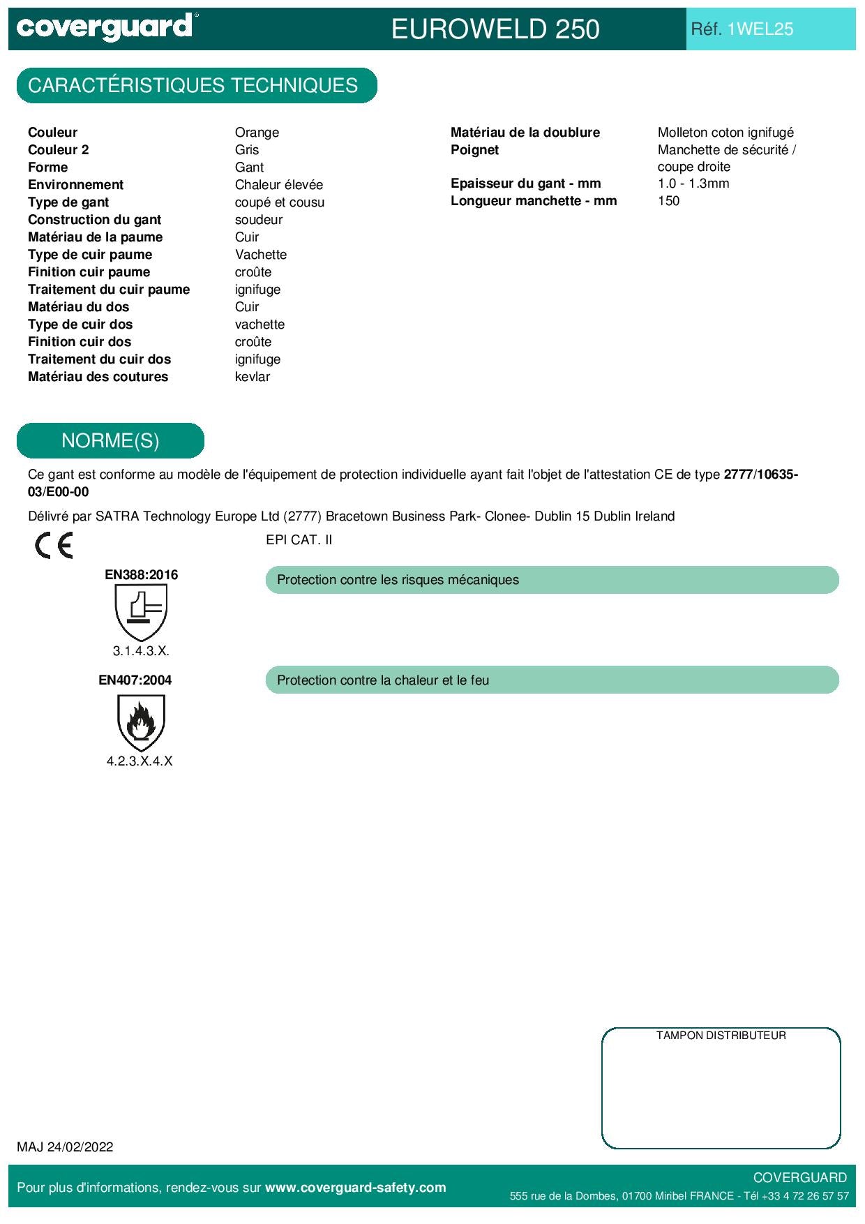 1WEL25 (2625) Gant anti-chaleur crte vachette ignifuge, doubl molleton Spécialités Soudure