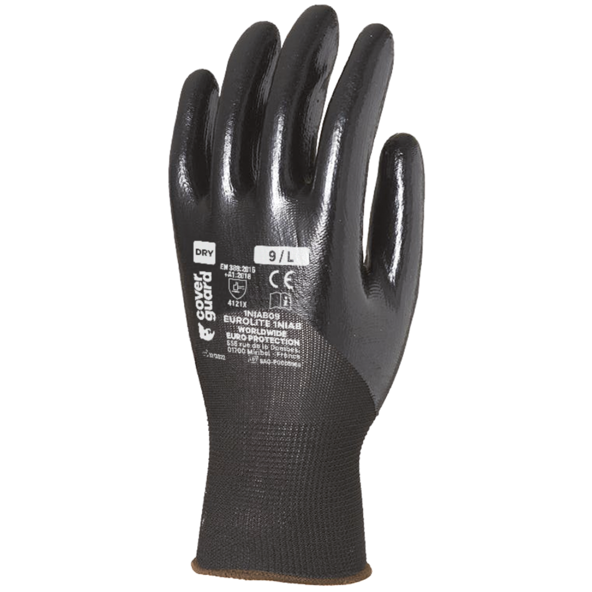 1NIAB Gants polyester noir jauge 13 enduit 3/4 nitrile noir T.09