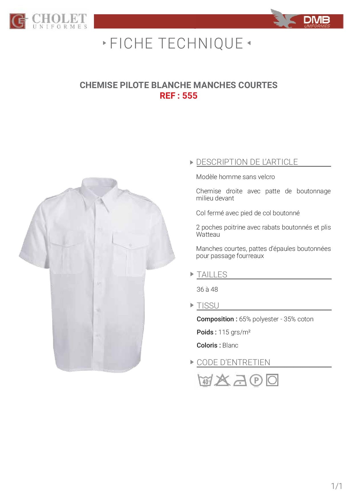 555 CHEMISE PILOTE BLANC