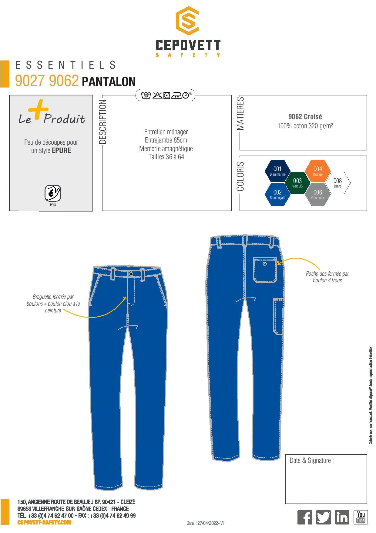 90279062 PANTALON ESSENTIELS 100% COTON