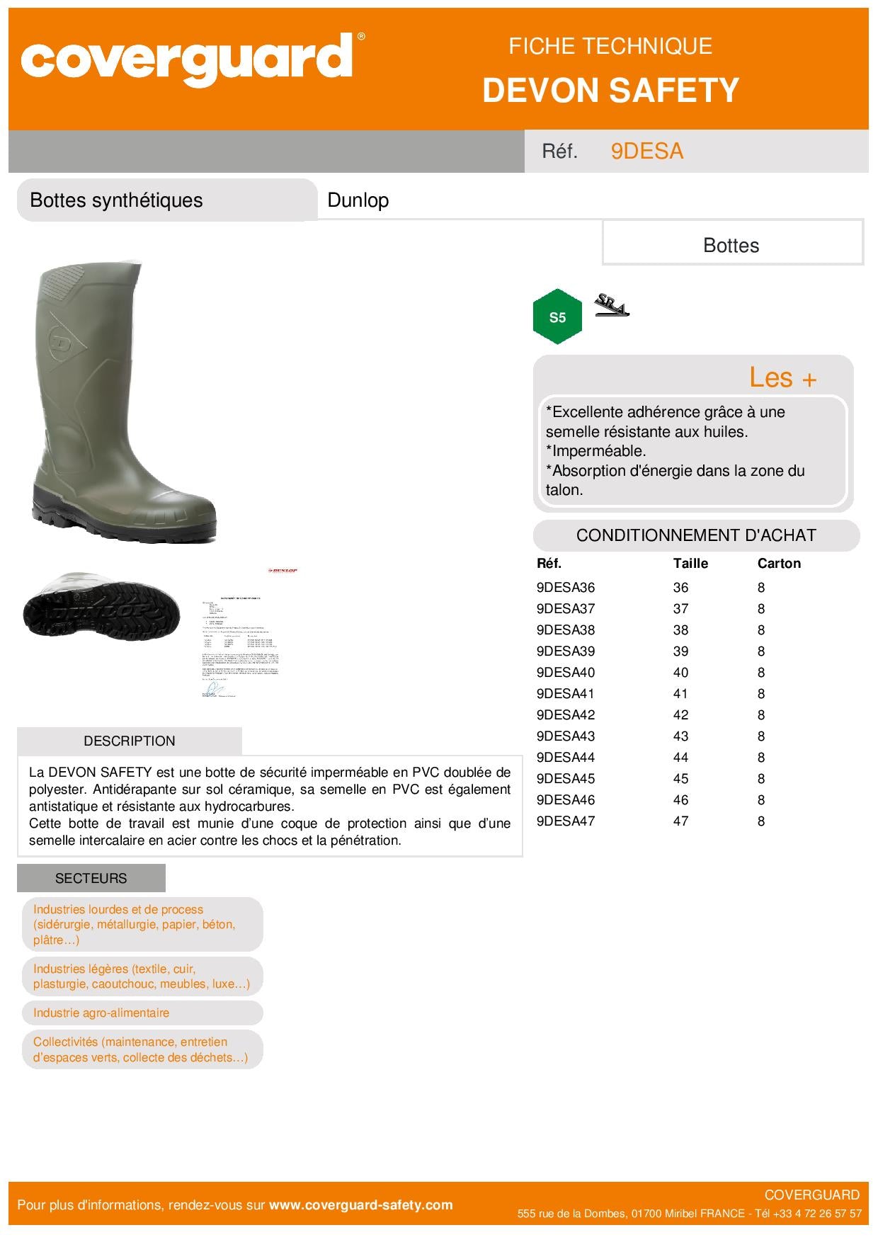 9DESA BOTTE SECURITE VERT DEVON SAFETY