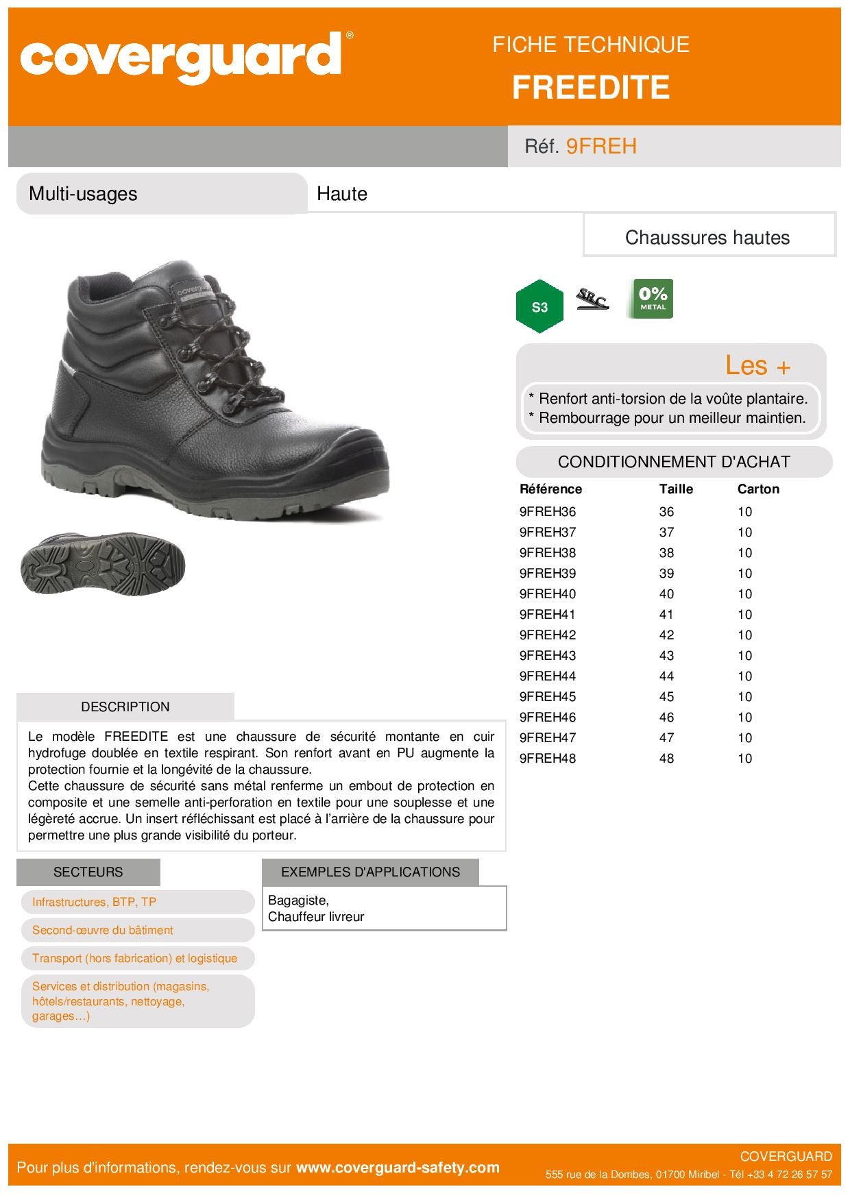 FREEDITE HAUTE  S3 SRC CHAUSSURE SECURITE