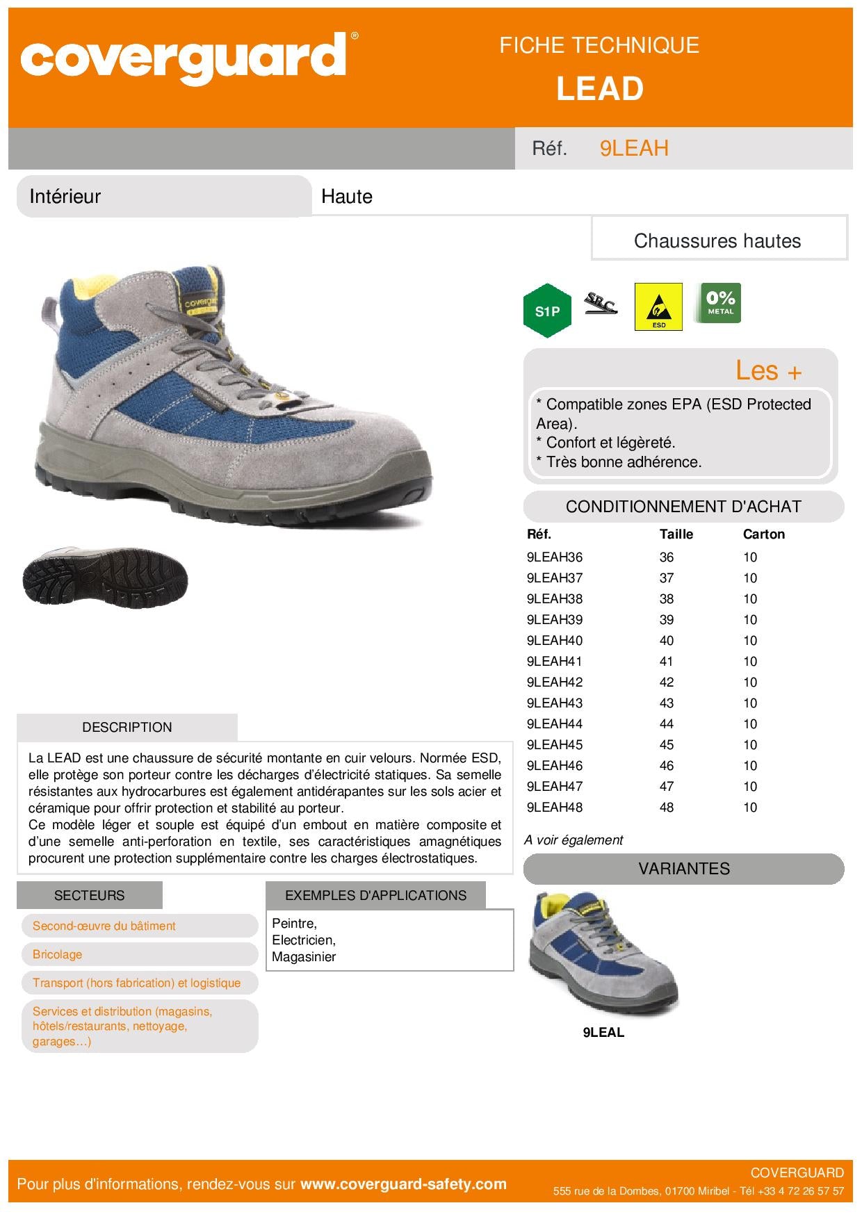 LEAD S1-P SRC ESD CHAUSSURE SECURITE HAUTE