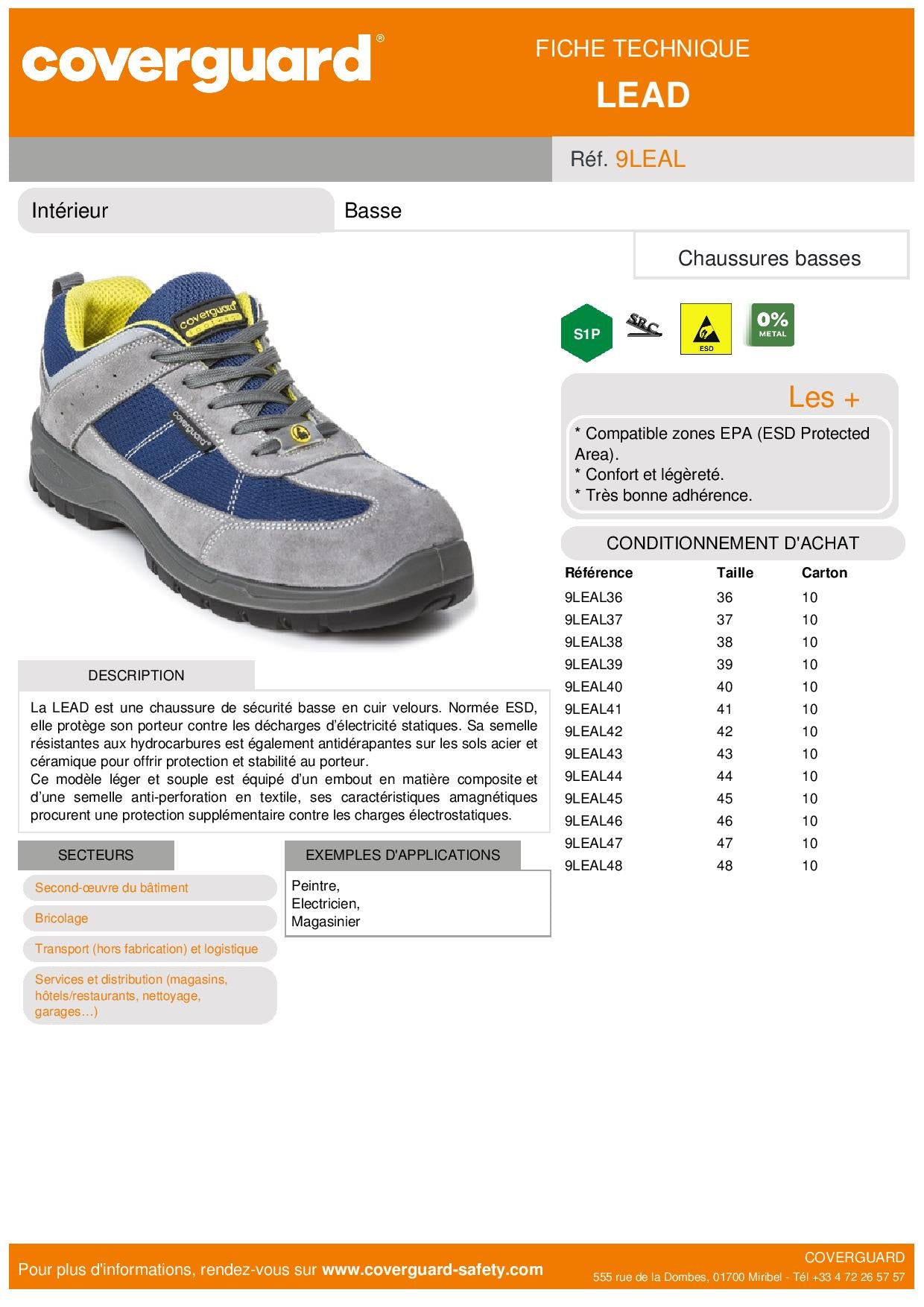 LEAD S1-P SRC ESD CHAUSSURE SECURITE BASSE