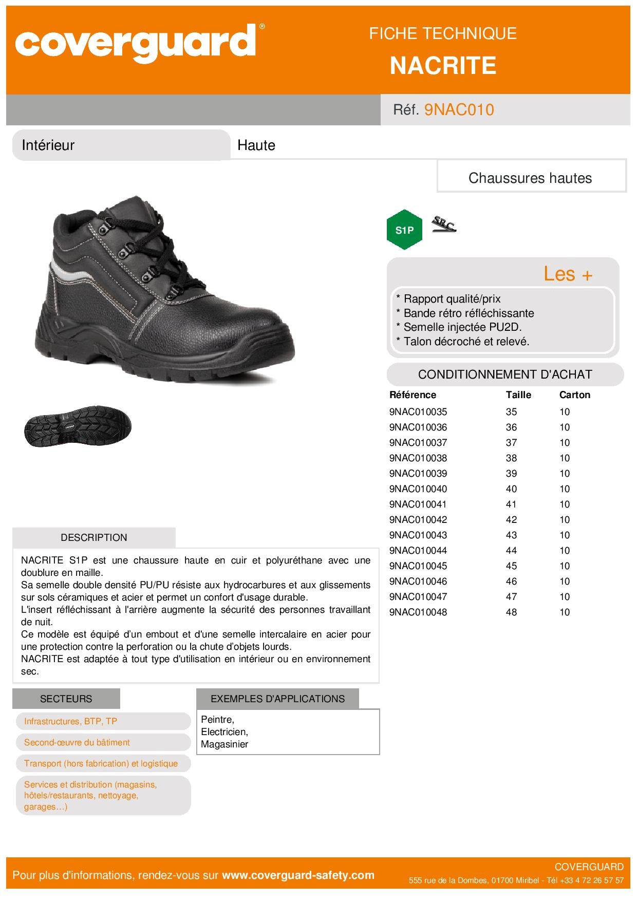 NACRITE S1P CHAUSSURE SECURITE HAUTE