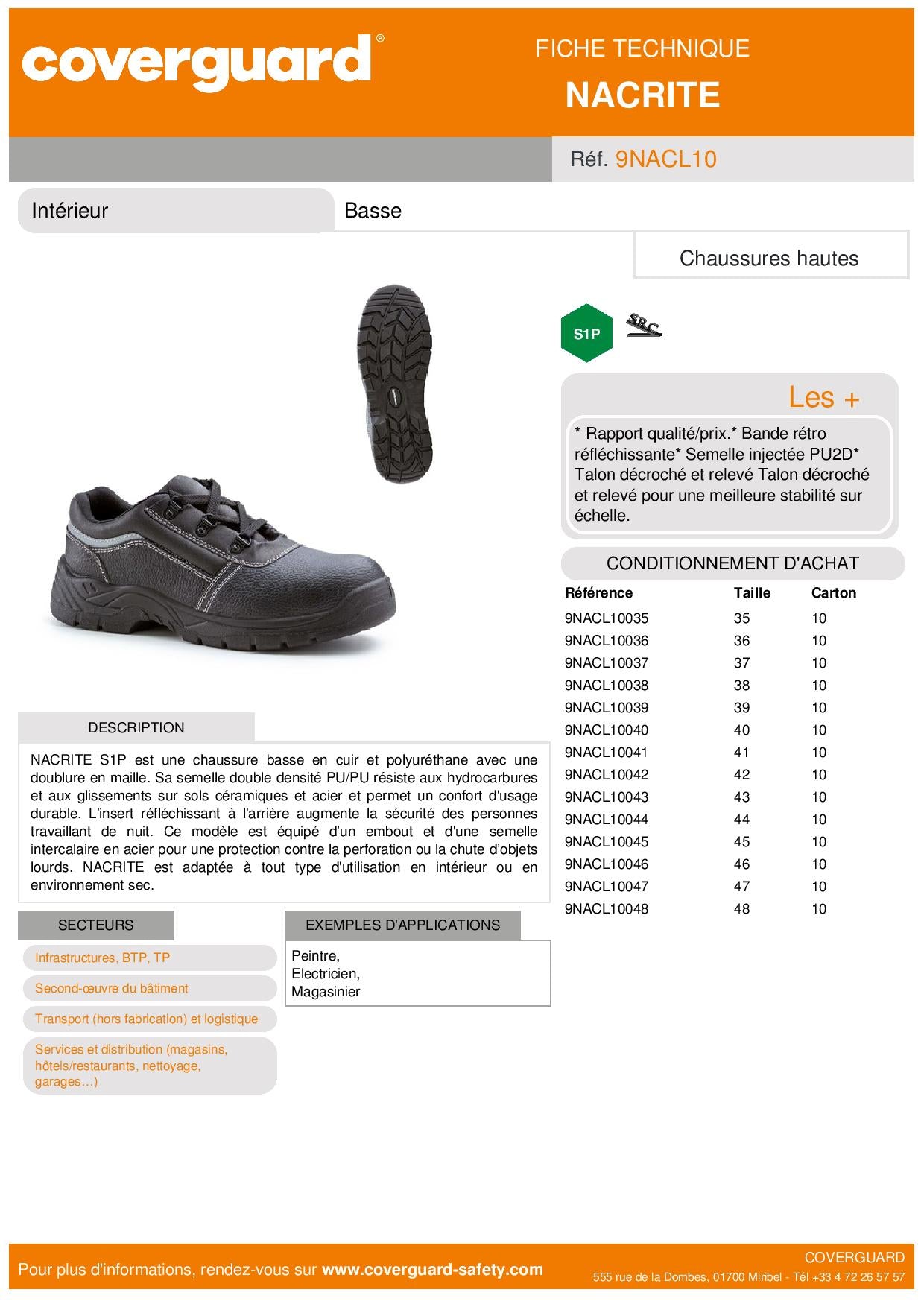 NACRITE S1P CHAUSSURE SECURITE BASSE