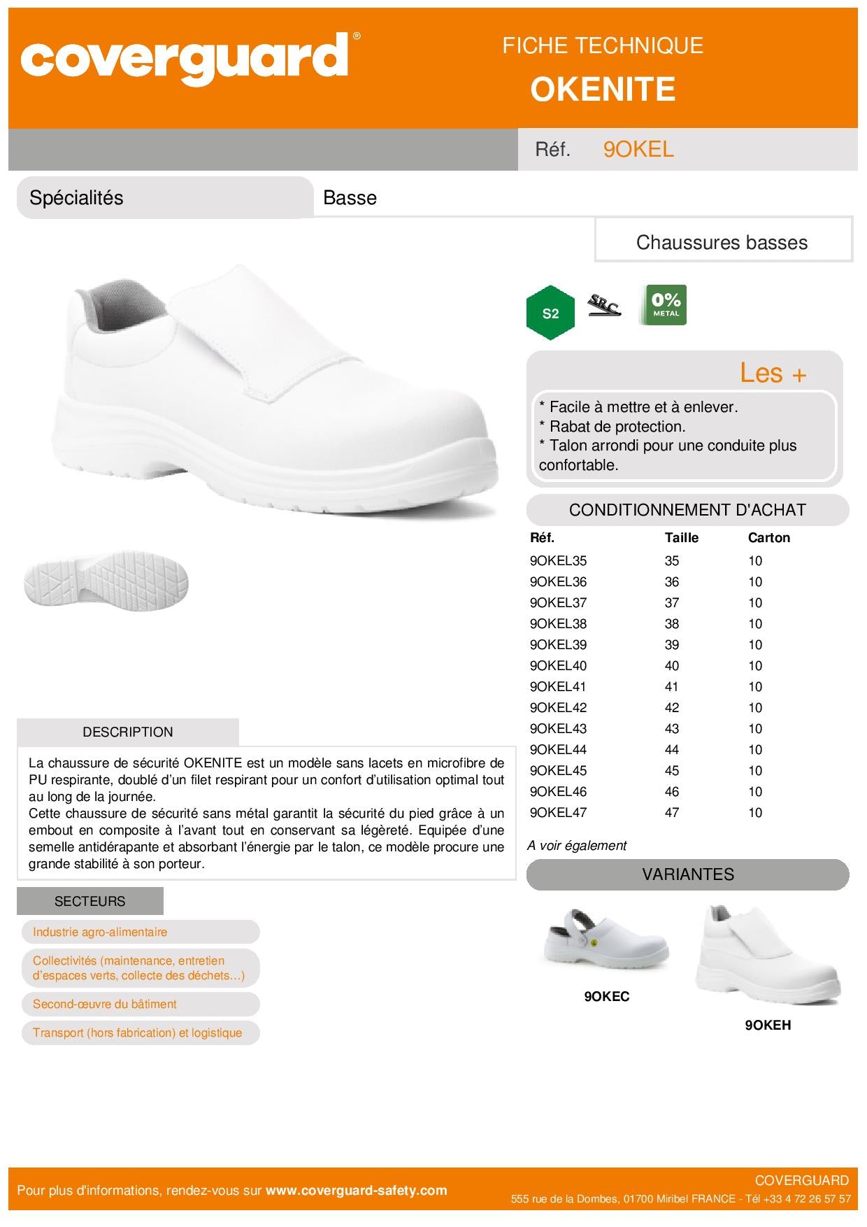 9OKEL MOCASSIN SECURITE  BLANC OKENITE