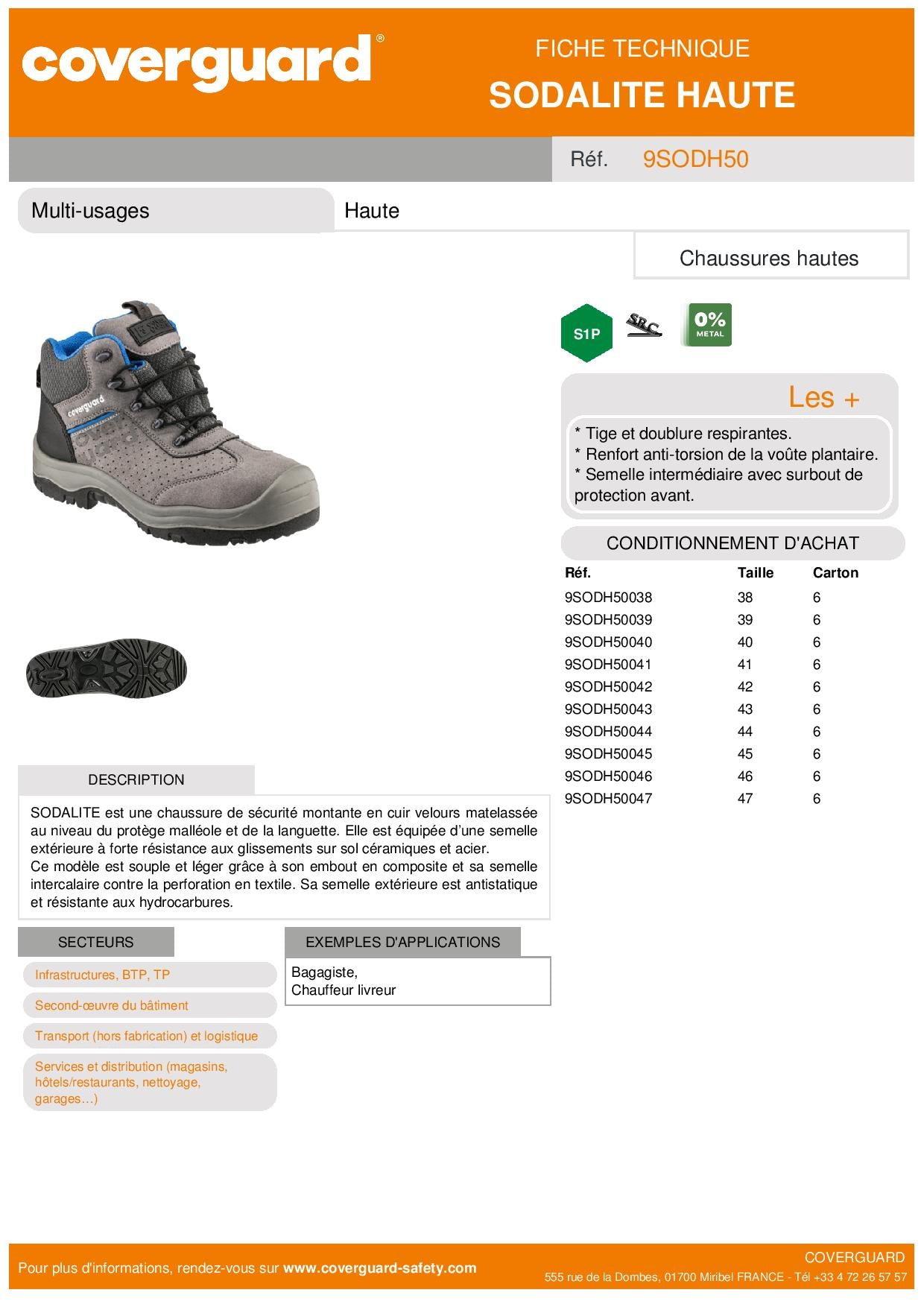 SODALITE S1P SRC CHAUSSURE SECURITE HAUTE