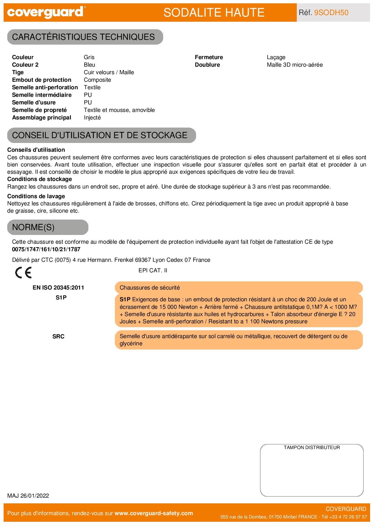 SODALITE S1P SRC CHAUSSURE SECURITE HAUTE