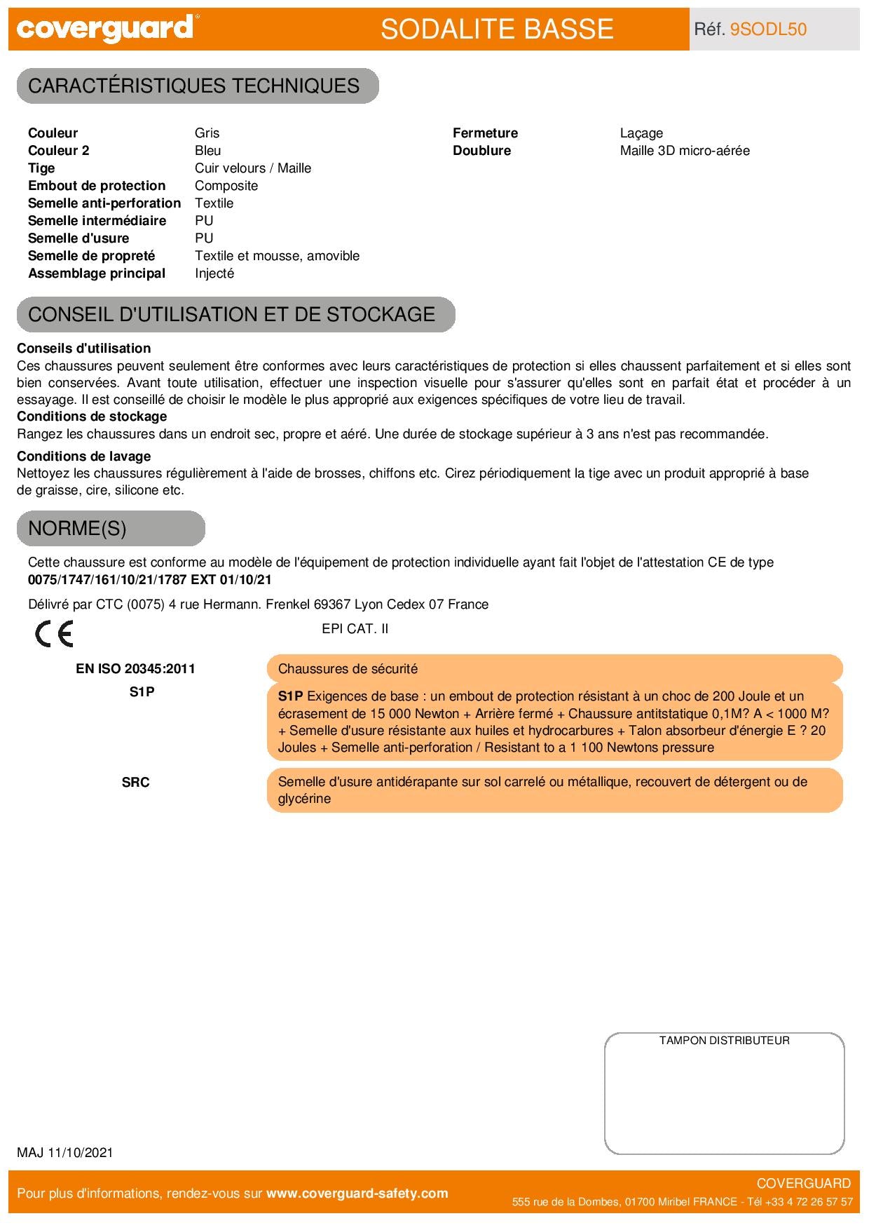 SODALITE S1P SRC CHAUSSURE SECURITE BASSE
