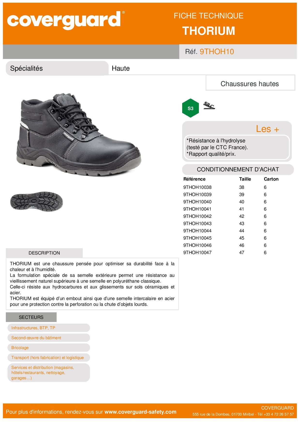 THORIUM S3 SRC CHAUSSURE SECURITE HAUTE