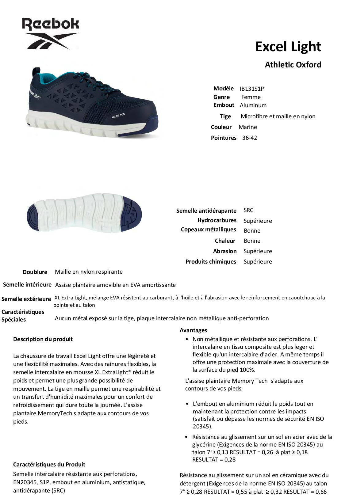 IB131 S1P CHAUSSURE SECURITE  BASSE FEMME REEBOK