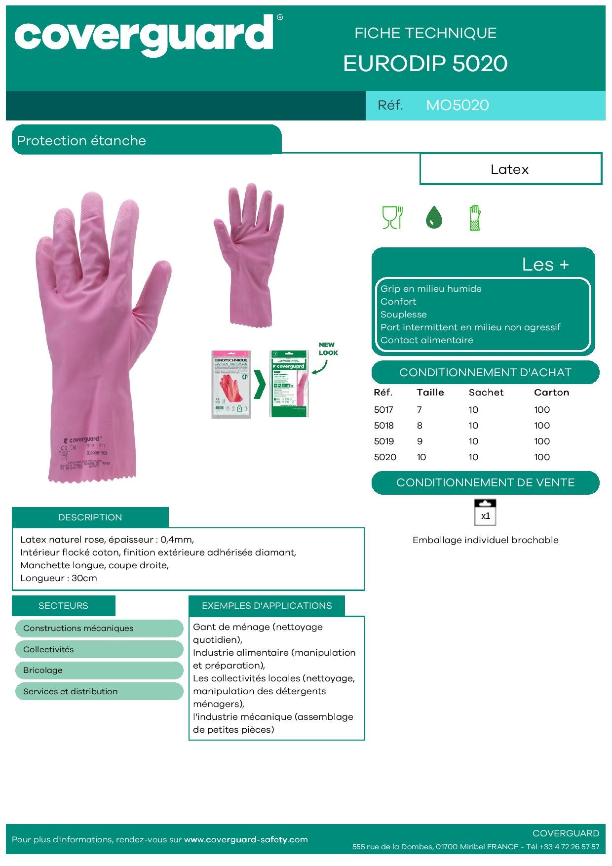 501 Gants latex naturel ménage standard rose Protection étanche