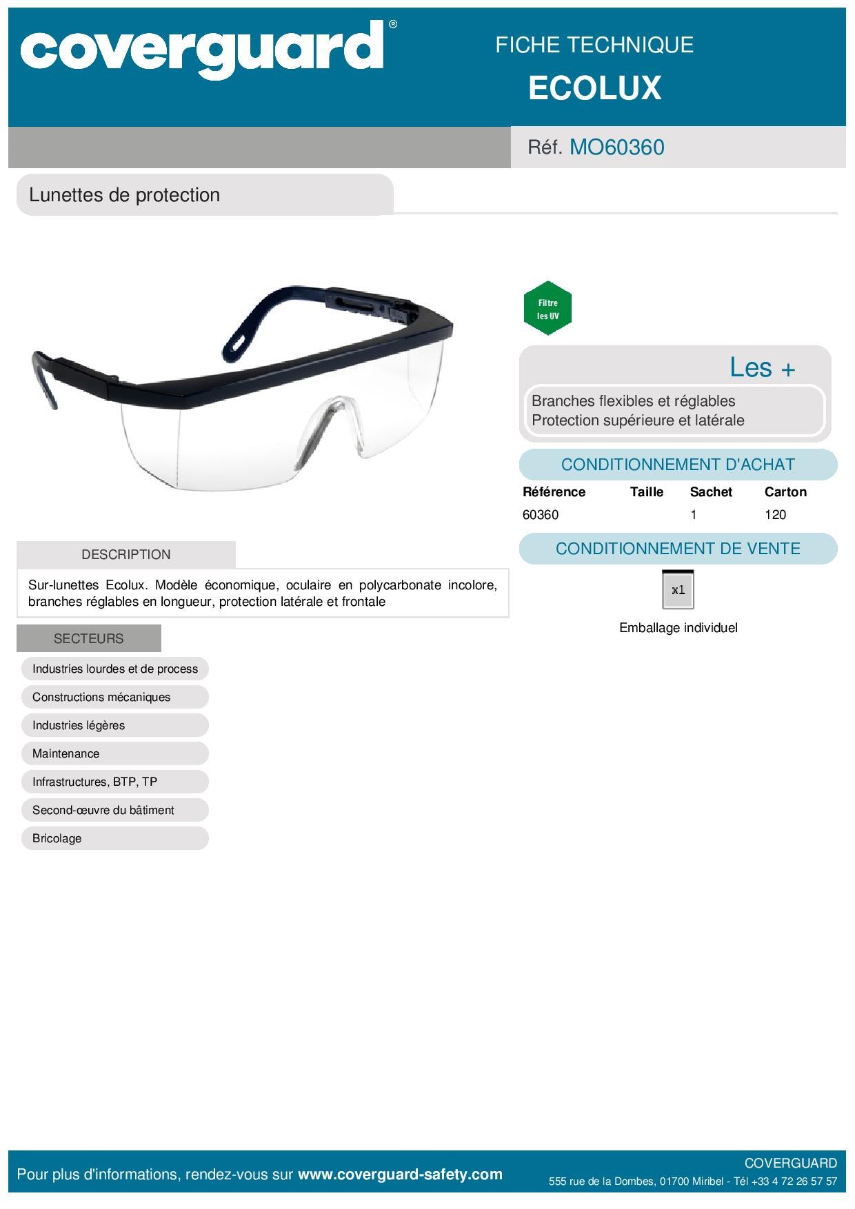 Lunettes ECOLUX marine, incolore