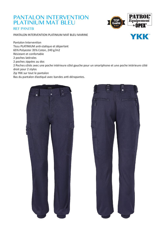 PANITB PANTALON INTERVENTION PLATINIUM MAT MARINE