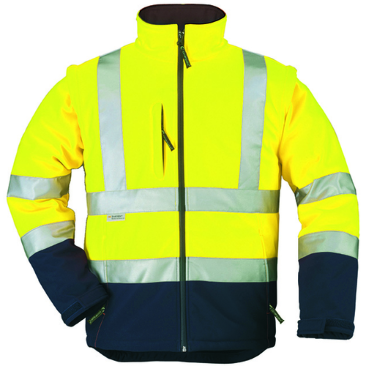 706 Veste Softshell hi-viz STATION  jaune/marine, manche amovible