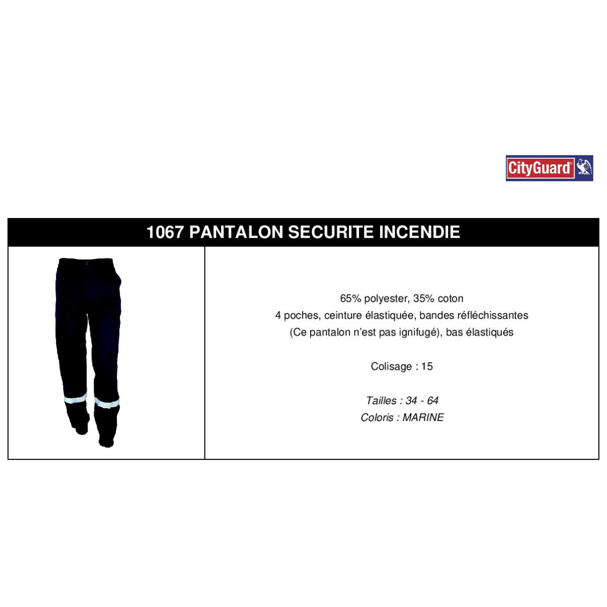 1067 PANTALON SECURITE INCENDIE MARINE