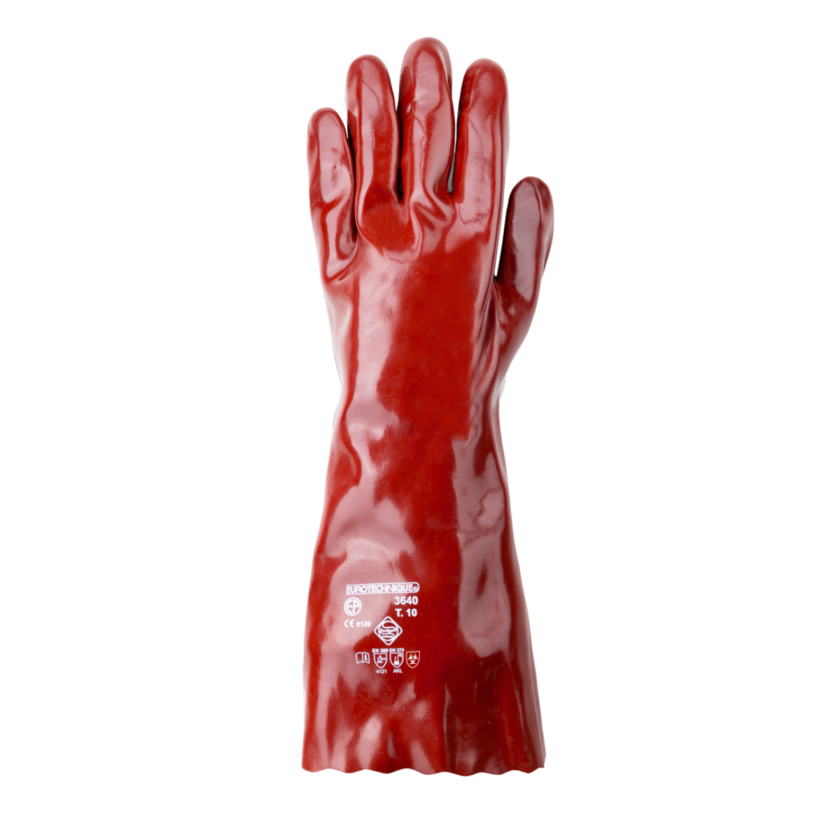 3640 Gants PVC rouge enduit 40 cm Protection chimique