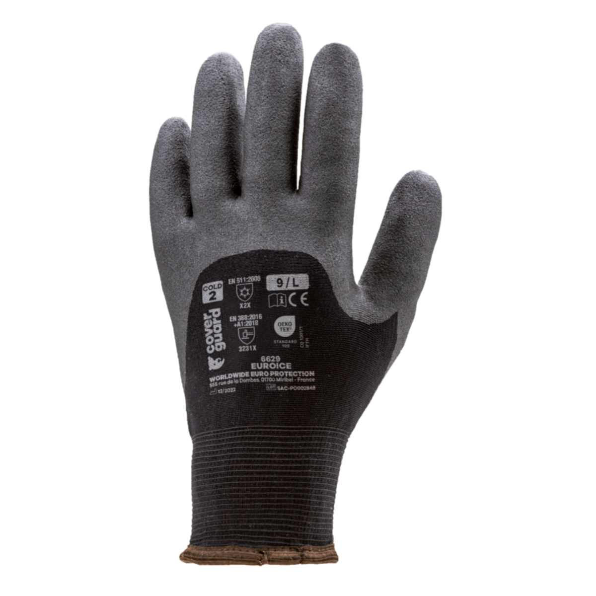 6630 Gants Déperlant EUROICE noir 3/4 enduit PVC HPT Protection thermique