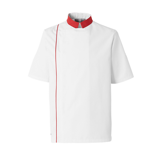 2995.3601.116 VESTE CUISINE AJIK BLANC ROUGE MANCHE COURTES